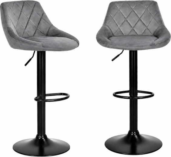 Tabouret de bar pivotant à hauteur réglable, velours gris ModernHome
