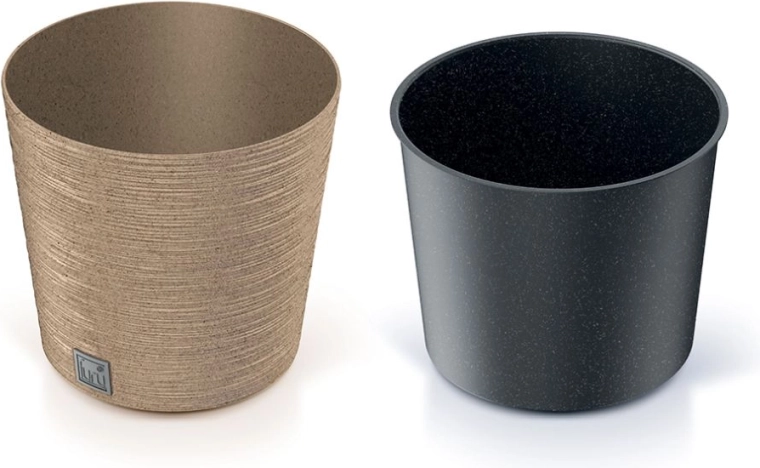 Pot de fleurs Furu Round Low Eco Wood avec insert 25 cm – naturo