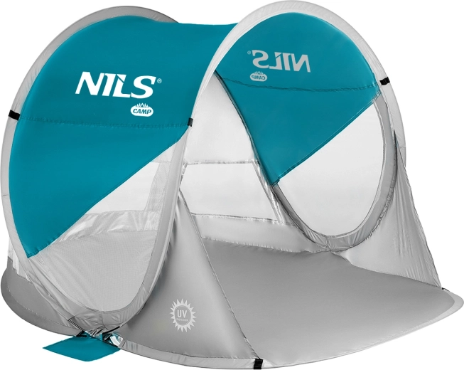 Tente de plage auto-dépliante NILS Camp bleu-vert