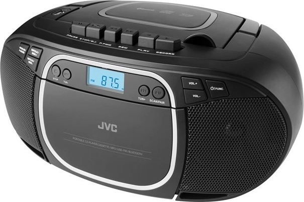Boombox JVC avec CD, cassette et Bluetooth en noir