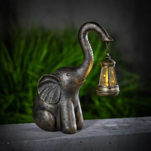 Lampe LED solaire en forme d’éléphant avec lanterne