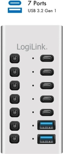 Concentrateur USB 7× ports avec interrupteurs et câble 2 en 1