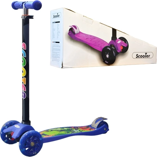 Trottinette tricycle pour enfants avec roues lumineuses – bleu