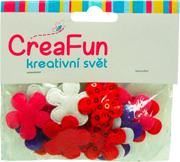 Fleurs textiles à sequins, assortiment de couleurs, 28 mm, 20 pcs