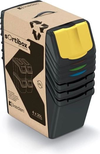 Ensemble de bacs de tri Sortibox 4×20 l – poubelles empilables