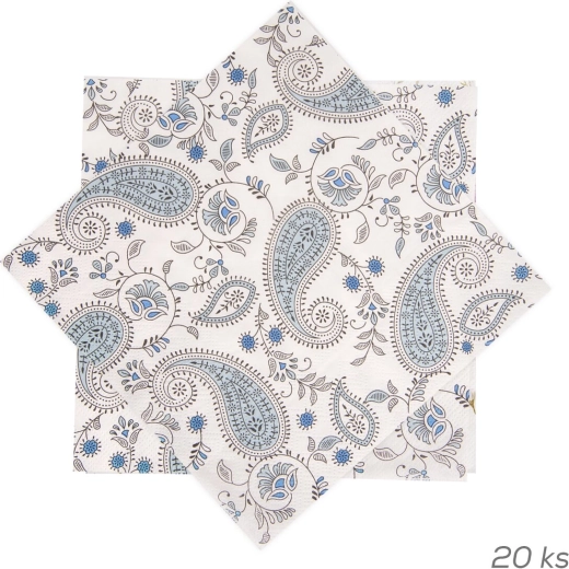 Serviettes en papier à motif cachemire 33 × 33 cm, 20 pcs