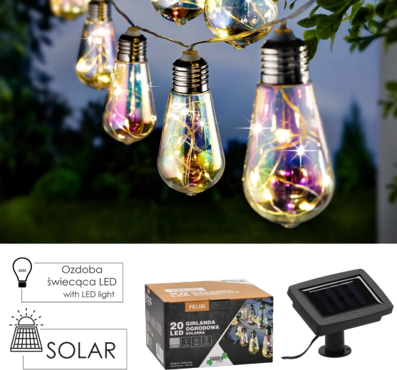 Guirlande solaire de jardin FELISI 20 LED, blanc froid, 5,8 m