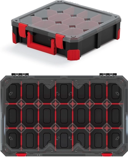 Organiseur TITAN avec 21 compartiments, couvercle transparent en polycarbonate