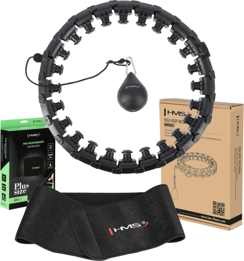 Hula hoop intelligent de massage HMS HHW12 Plus avec cerceau réglable et ceinture BR163 – noir