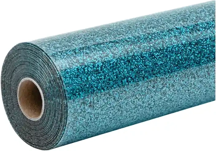 HTVRONT film thermotransfert pailleté 30,5 × 90 cm bleu