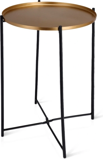 Table d’appoint ronde en métal dorée 35 × 47 cm