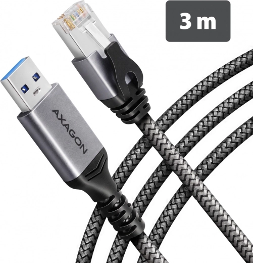 Adaptateur Ethernet Gigabit AXAGON USB-A avec câble CAT6 RJ-45 intégré de 3 m