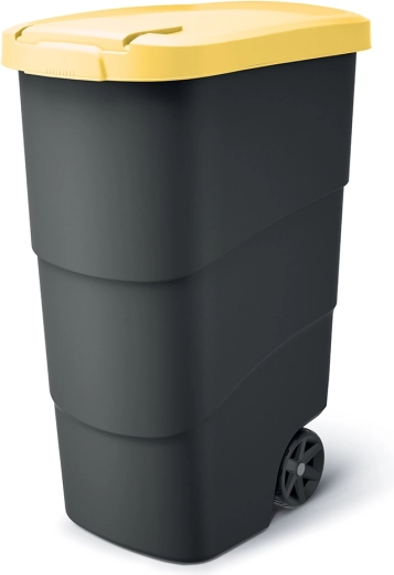 Conteneur de jardin WHEELER 90 l, anthracite avec couvercle jaune