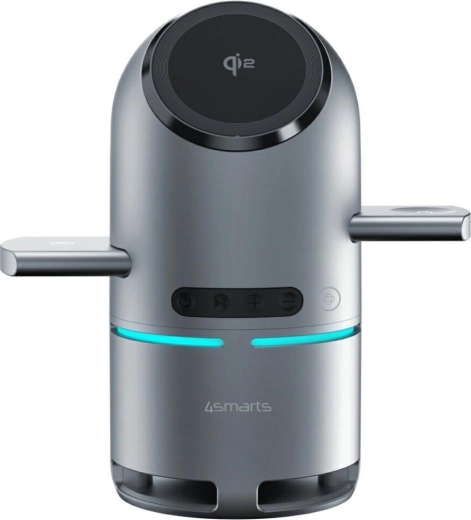 Station de charge sans fil 3‑en‑1 4smarts ChargeBot Sound Qi2 gris