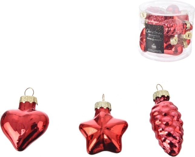 Boules de Noël en verre rouges pour sapin – 12 pcs
