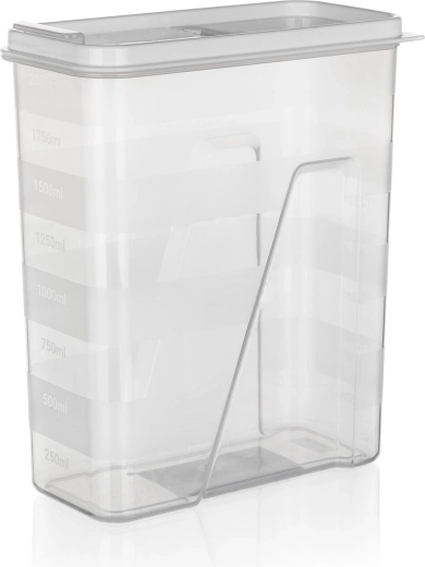 Boîte pour denrées sèches 2 l avec couvercle doseur, transparent/blanc
