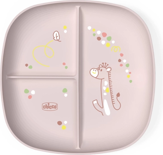 Assiette compartimentée Chicco rose 12m+