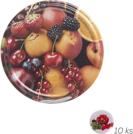 Couvercles métalliques de conservation Orion TO 66 avec motif de fruits - 10 pièces