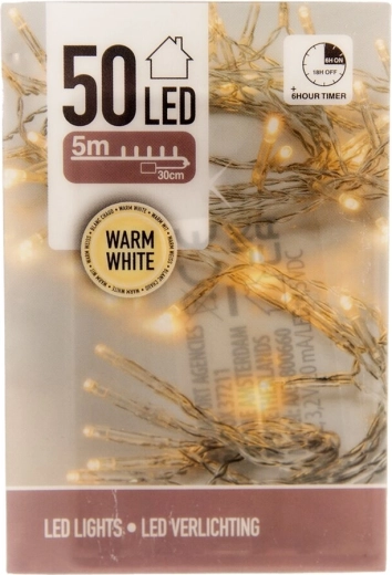 Guirlande lumineuse LED d’intérieur jaune 50 LED