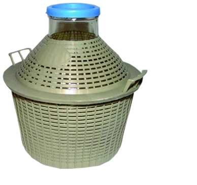 Dame-jeanne en verre 10 l à large goulot avec panier en plastique