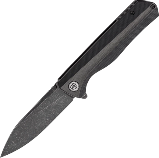 Petrified Fish Forward couteau de poche 9 cm, Black Stonewash, G10 et fibre de carbone