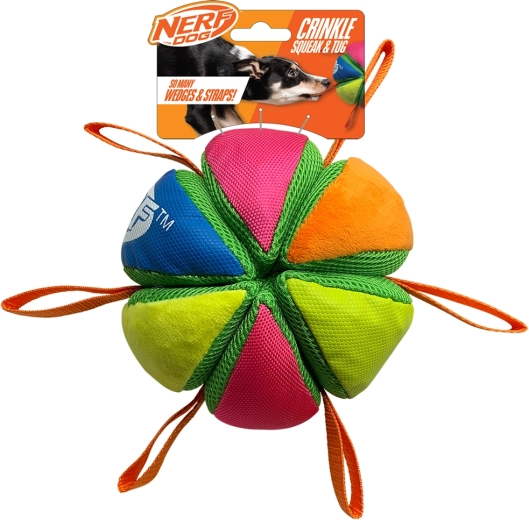 Nerf Dog balle qui couine et bruisse avec poignées 15 cm