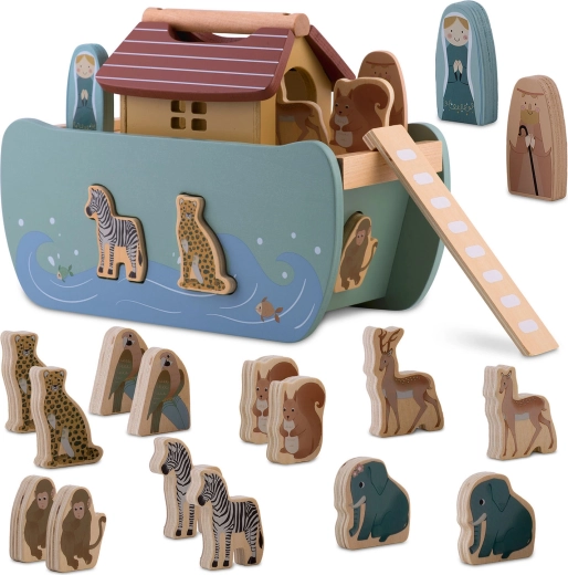 Arche de Noé en bois avec animaux Nukido