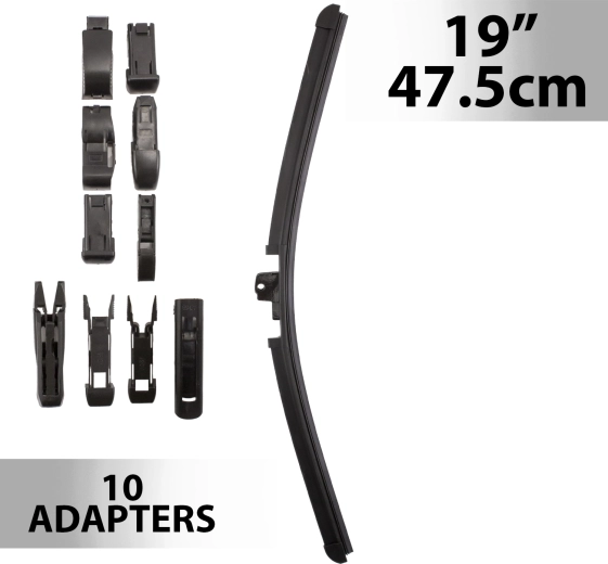 Essuie-glace Carguard 19 pouces / 47,5 cm avec 10 adaptateurs