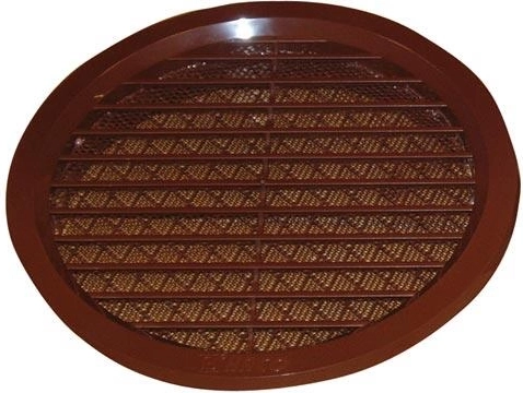 Grille de ventilation en plastique avec moustiquaire, diamètre 125 mm – Marron