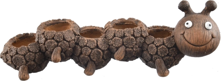 Cache-pot en céramique RONA en forme de chenille, imitation bois 64 cm