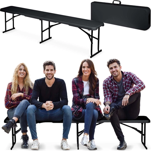 Banc de catering pliant de jardin 180 cm PLONOS – noir