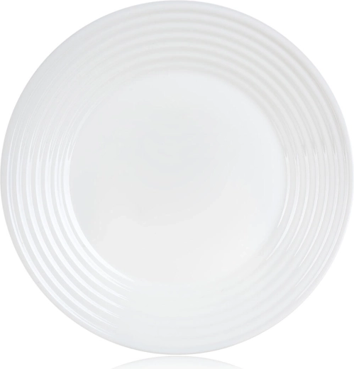 Assiette plate HARENA 25 cm en verre blanc