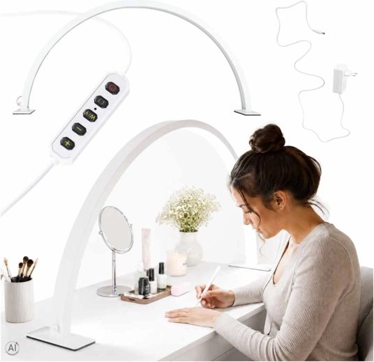 Lampe de table cosmétique LED sans ombre pour manucure en arche, blanche