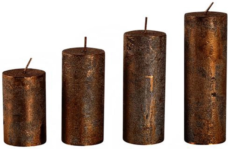 Bougies de l’Avent rustiques Provence couleur cuivrée, 4 pièces