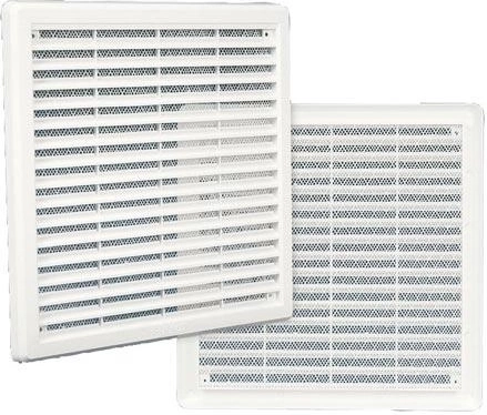 Grille d’aération avec moustiquaire, blanche 150 × 150 mm