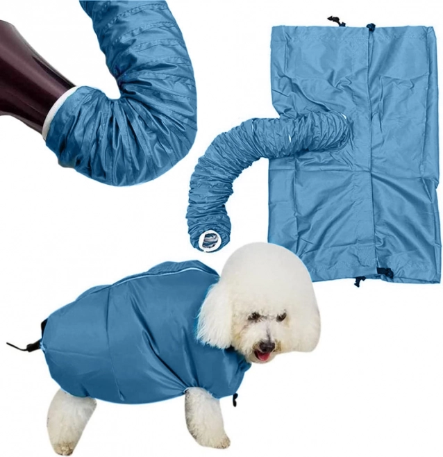 Manteau de séchage pour chiens avec tuyau pour sèche‑cheveux