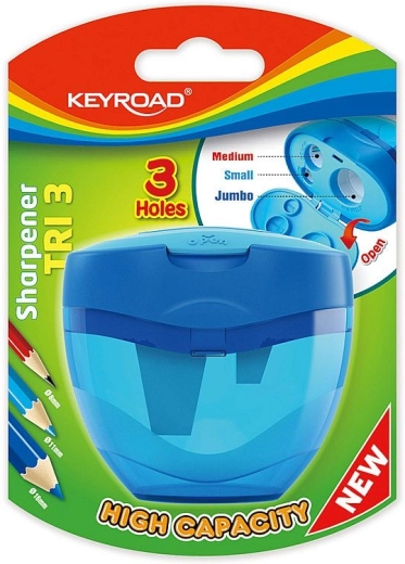 Taille-crayon Keyroad Tri Plus avec réservoir grande capacité, bleu
