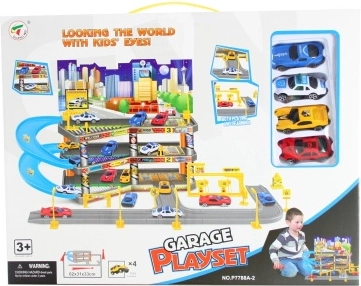 Garage à trois étages avec petites voitures