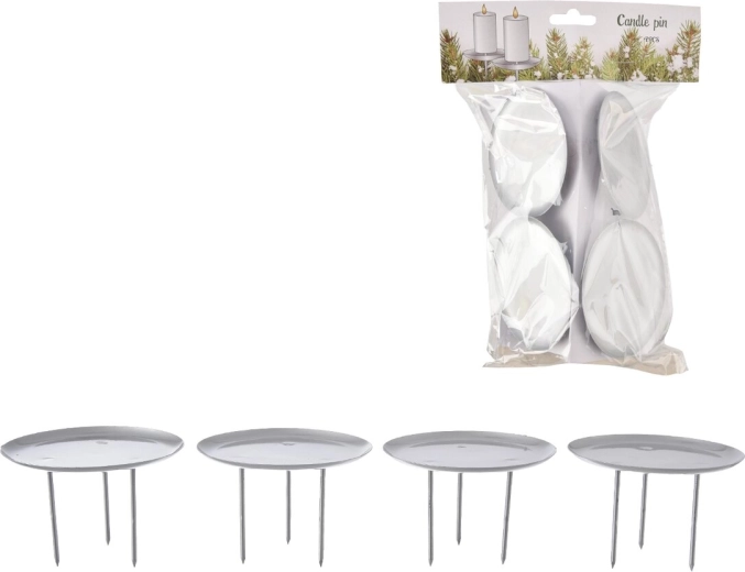 Lot de chandeliers en métal à piquer, couleur argent, 8 cm, 4 pièces