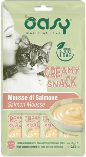 OASY friandise crémeuse pour chats au saumon 4×15 g