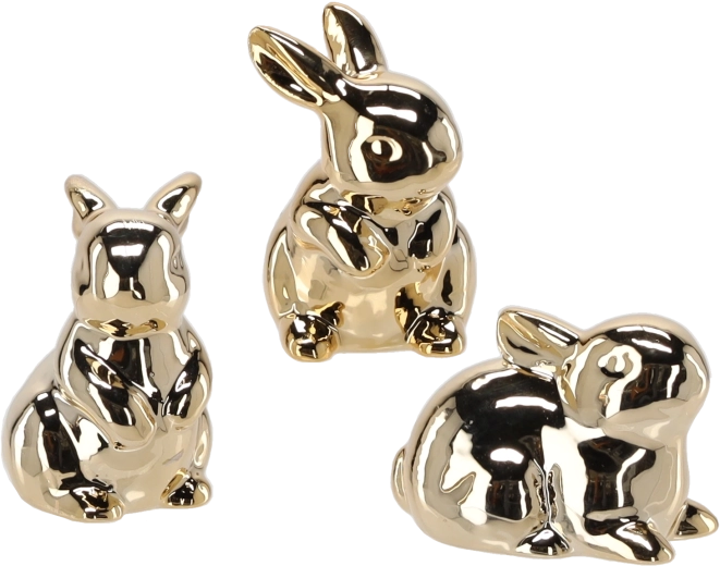 Lapin de Pâques doré – ensemble de figurines décoratives