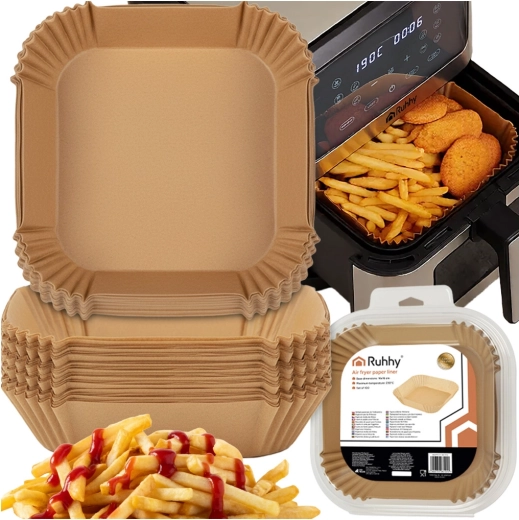 Feuilles en papier pour friteuse à air Ruhhy 16 × 16 cm, 100 pcs