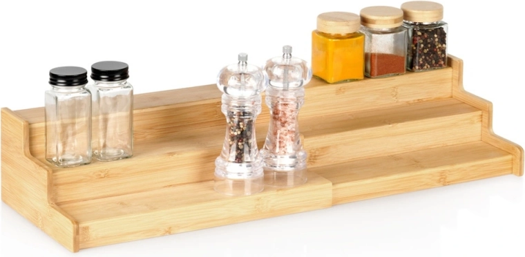 Étagère de cuisine en bambou Vilde à 3 niveaux, extensible
