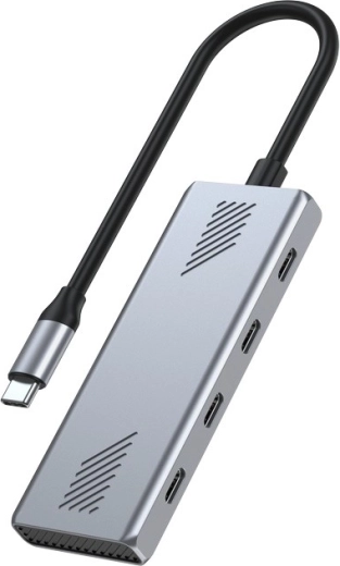 Hub USB‑C 4× USB‑C 10 Gb/s, USB 3.2 Gen 2, boîtier métallique