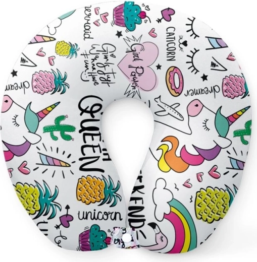 Oreiller de voyage en forme de croissant Licorne - 1 pièce