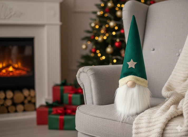 Lutin de Noël avec bonnet vert 38 cm