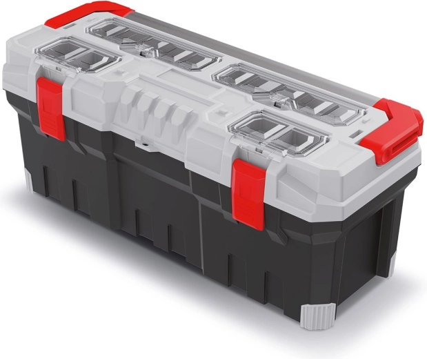 Coffre à outils en plastique TITAN PLUS avec poignée en métal, 752 × 300 × 304 mm, gris