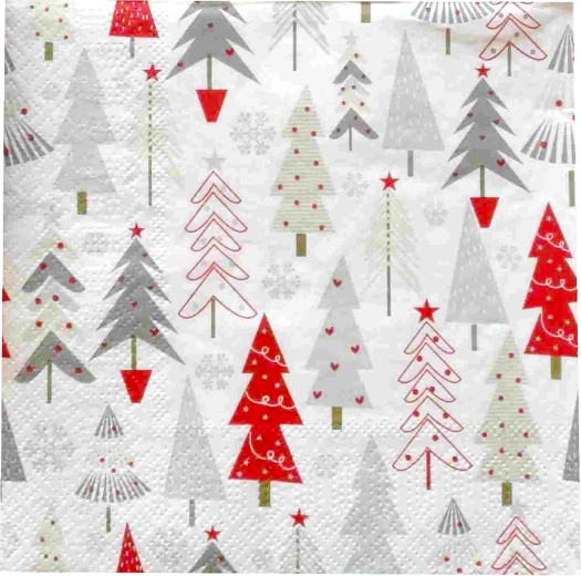 Serviettes de Noël avec sapins, 3 couches, 33 × 33 cm