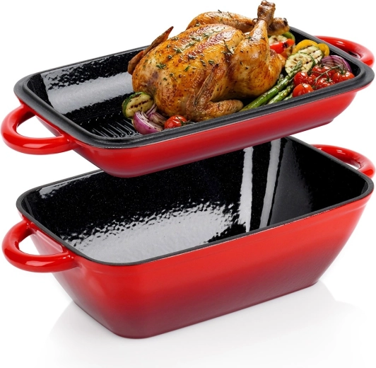 Ensemble de rôtissoires en fonte émaillée 2-en-1 avec couvercle CAST ENAMEL 3,5 / 1,5 l