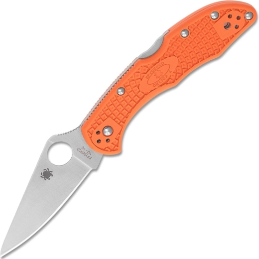 Spyderco Delica 4 couteau de poche léger à émouture plate, orange